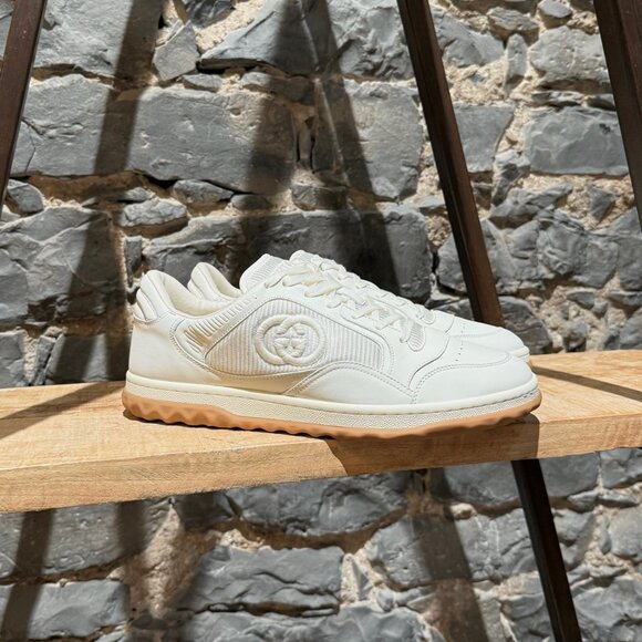 Gucci Ivory Leather MAC80 GG Embroidered Sneakers - Picture 1 of 13